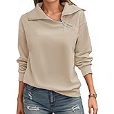 Womens Zipper Sweatshirt Turtleneck Long Sleeve Pullover Casual Loose Sweatshirts Top T Shirts