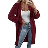 KIRUNDO Long Cardigan Sweaters for Women 2026 Spring Casual Oversized Ruffle Long Sleeve Open Front Chunky Knit Sweater Coats