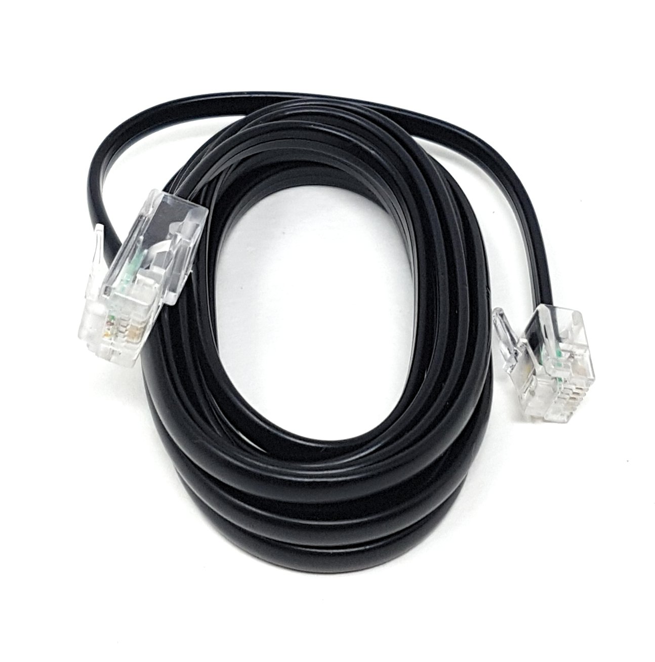 MainCore 2m long Black RJ11 to RJ45 / 4 wire/ADSL Modem, Broadband Data Flat Cable Lead (Available in 1m, 2m, 3m, 5m, 10m) (2m)