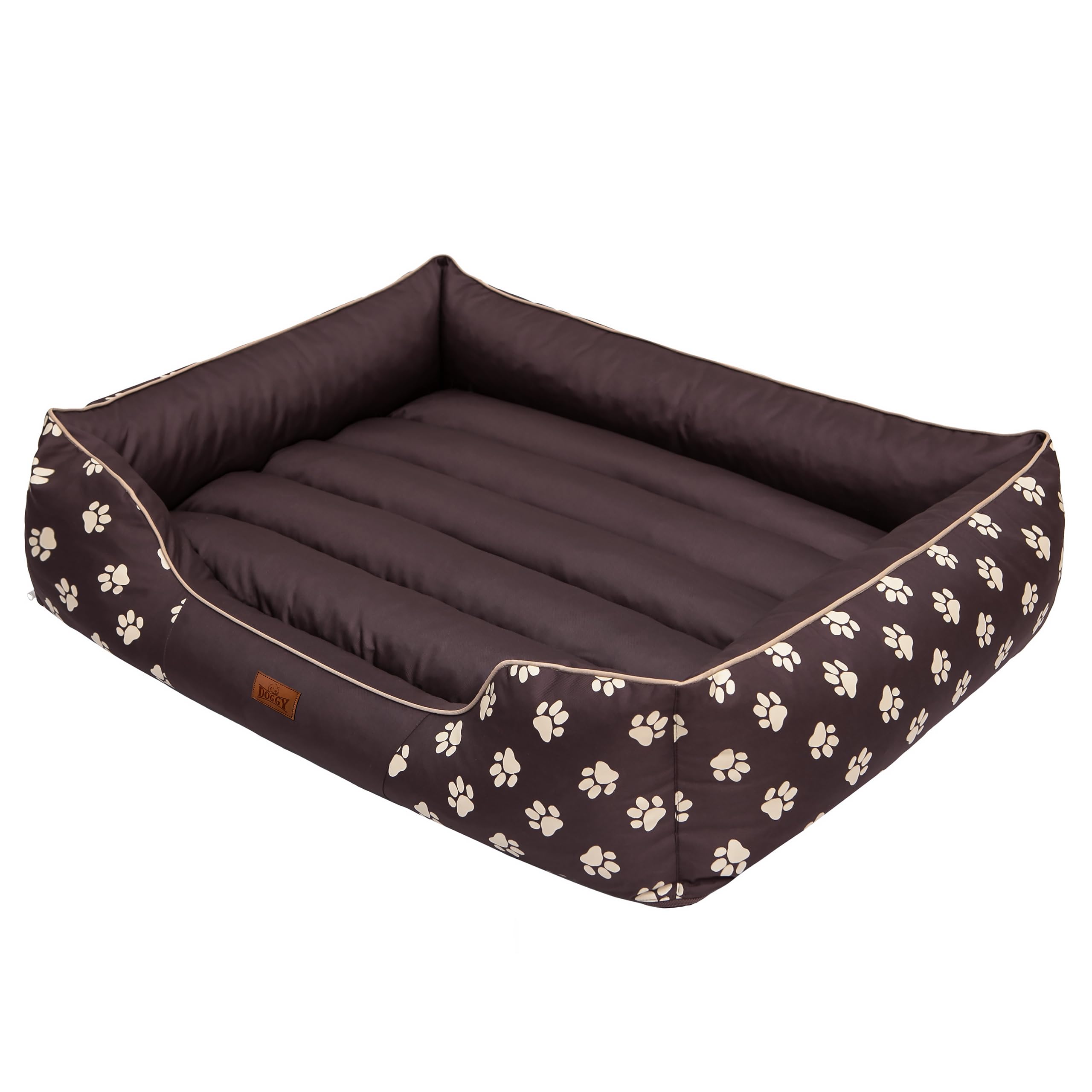 Hobbydog Cordura Durable Prestige Dog Bed, Large, Brown with Beige Paws