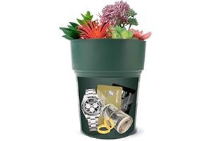BARGIFTS Flower Pot Diversion Safe with Hidden Storage-Hidden Safe for Storing Valuables,Secret Stash Key Hider,Hide a Key, Artificial Plants Include, Green