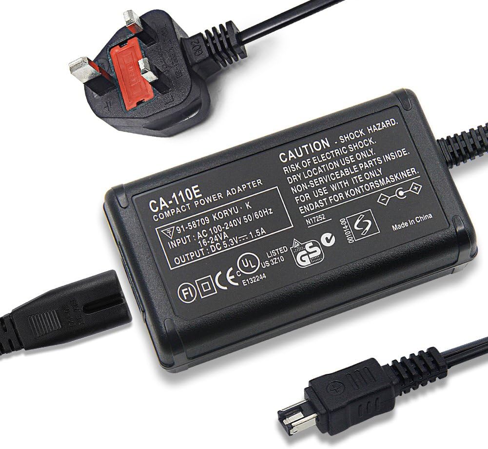 AC Power Supply Adapter Compatible With Canon CA-110, CA-110E, CA110, 5.3V 1.5A Camcorders Legria/Vixia HF R20, HF R21, HF R26, HF R28, HF R206, HF R200 HF R406, HF R506, HF R606, mini, mini X