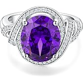 DAYBYDAY Big Sapphire/Emerald/Ruby/Aquamarine/Amethyst/Peridot Ring, 925 Sterling Silver Oval Cut Gemstone Engagement Rings for Women, 4-8 Carat Large Statement Cocktail Ring