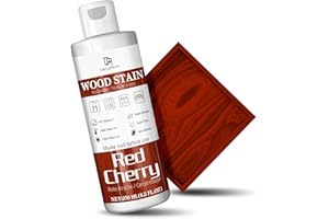 DECORROM Wood Stain, 8.5oz Red Cherry Water Based Wood Stain, Matte Wooden Dye Fast Curing for Indoor and Outdoor Wooden Furniture, Doors, Window, Paneling, Cabinets Low Odor Non-Toxic & Long Lasting