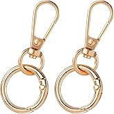 PAGOW 2 Sets Swivel Clasp Clip, Double Opening Keychain Clip, Metal Swivel Snap Hooks with Key Ring for Jewelry Clasps, DIY Crafts, Keychain Making (Light Gold)
