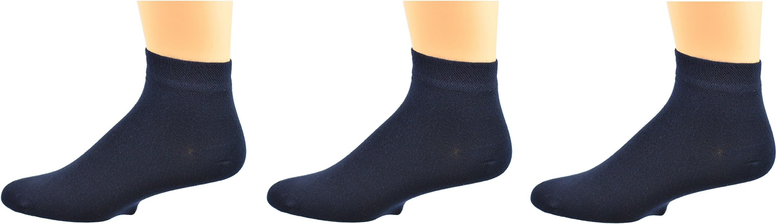 Men's Bamboo No Show Seamless Toe Socks 3 Pair Pack (Fits Shoe Size 6-12.5 Socks Size 10-13, Navy)