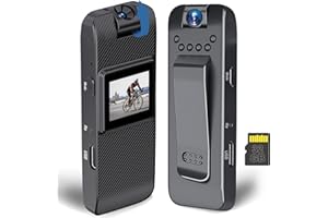 GXSSTO Body Cam, Mini Body Camera Video Recording with Screen, HD 1080P Small Cameras with 180° Rotating Lens Night Vision Motion Detection, Portable Cameras with 32GB SD Card for Vlogging, Law Enforcement