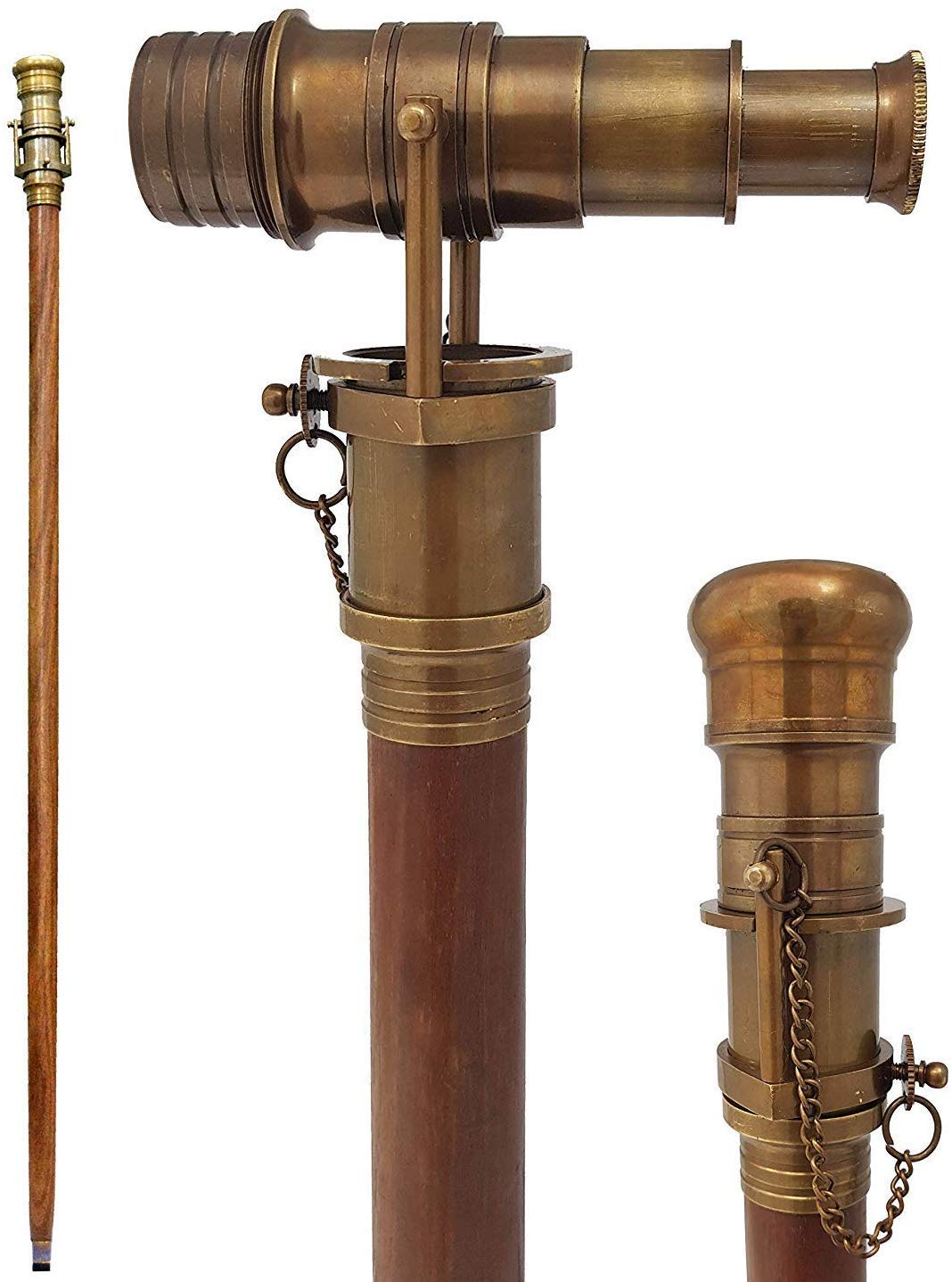 Nautical Brass Antique Cane Telescope Three Fold Walking Stick Vintage Home Décor Maritime Instrument.