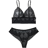 Lilosy Sexy Women Floral Lace Pajamas Lingerie Set High Waist Sheer Sleepwear See Through Cami Shorts 2 Piece