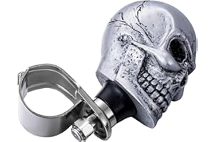 Arenbel Steering Booster Suicide Brody Knob Skull Shape Car Wheel Turning Spinner Assist Grip Handle Fit Most Vehicles Trucks Boats, Silver
