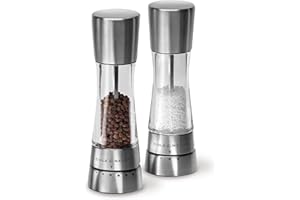 Cole & Mason Derwent Salt and Pepper Grinder Set - Refillable Salt & Pepper Grinder Set with Gourmet Precision Mechanisms - Kitchen Accessories for Cooking - Gift Set, Stainless Steel