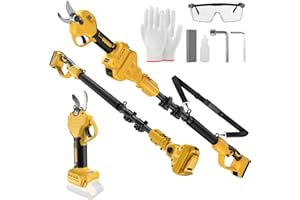 BROVR 2 IN 1 Electric Pruning Shears Cordless with Pole for Dewalt 20V MAX Battery, 14Ft Reach, 1.2" Cutting Diameter, Brushless Motor Tree Pruner - for Gardening & Tree Trimming (No Battery)