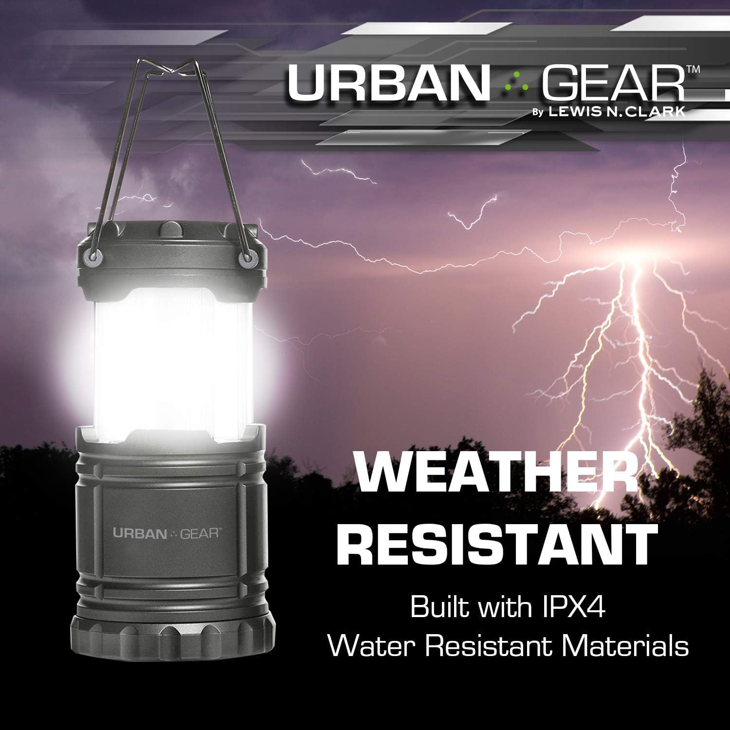 Lewis N. Clark Collapsible Camping Lantern | LED Portable Lantern for Indoor or Outdoor Use | Waterproof Lamp with Batteries Included | for Camping, Backpacking, Hiking, or Power Outage | Gray