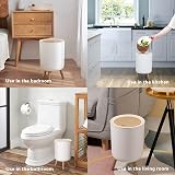 U2PICK Mini Trash Bin with Lid 9 Liter Slim White Round Waste Can view 8