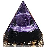 Hopeseed Orgone Pyramid for Positive Energy, Orgonite Natural Amethyst&Obsidian Healing Crystals Pyramid for Reduce Stress Chakra Reiki Healing Meditation Cleanses The Mind and Boosts Confidence