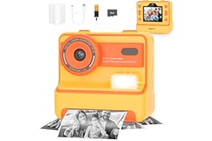 Mafiti Kids Camera Instant Print,1080P Instant Camera for Kids,Selfie Digital Camera with 2.4 Inch Display 1200 mAh Battery,3-12 yrs Girls Boys Toys Presents for Birthday/Xmas/Holiday,Orange
