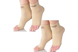 Dowellife 2 Pairs Plantar Fasciitis Socks, Ankle Brace Compression Support Sleeves & Arch Support, Foot Compression Sleeves, Ease Swelling, Achilles Tendonitis, Heel Spur for Men Women (Nude 2 Pairs, Medium)