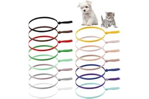 SKRFREN 75 Pcs Stretchy Newborn Puppy Collars for Litter, 6 Inch Newborn Pet Collar Puppy Elastic Whelping Collars Assorted Adjustable Identification Loops Multi Colored Straps for Puppies and Kittens