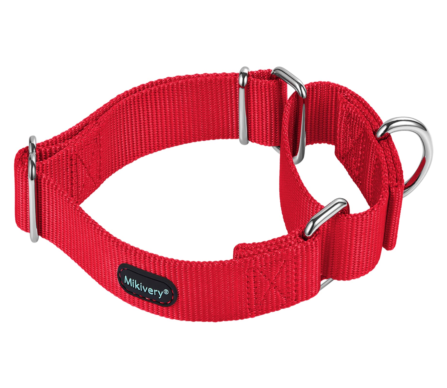 Mikivery Martingale Dog Collars Nylon Adjustable and Safety Choke Training Red Comfortable Pet Collar for Medium and Large Dogs