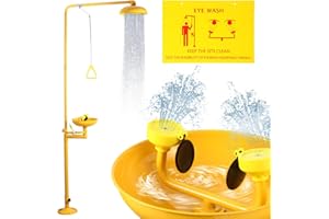 Dyncan Emergency Eye Wash Shower Station, OSHA Approved, Stainless Steel Combination Safety Shower and Eyewash Kit with Anti-Corrosion ABS Coating, Includes "Emergency Shower Eyewash Station" Sign