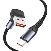 YACSEJAO Right Angle USB A to C Cable 90 Degree 66W USB A to Type C PD Power Delivery Nylon-Braided Fast Charging Cord ReversibleInterface (6.6FT/2M)