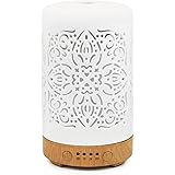 Earnest Living Essential Oil Diffuser White Ceramic Diffuser 100 ml Timers Night Lights and Auto Off Function Home Office Hum