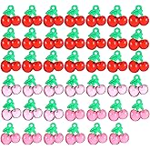 guduling 40pcs Cherry Beads, Cherry Charms for Jewelry Making, Acrylic Fruit Beads for DIY Keychains Earrings Bracelets Necklaces