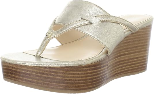 Amazon.com | Calvin Klein Women's Gabriella Thong Wedge Sandals in Platino Size 11 | Flip-Flops