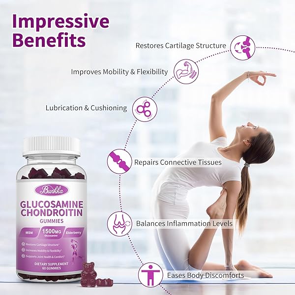 BUNKKA 2 PACK GLUCOSAMINE CHONDROITIN GUMMIES EXTRA STRENGTH W/MSM,ELDERBERRY,HYALURONIC ACID-CHEWABLE JOINT SUPPORT SUPPLEMENT FOR WOMEN,MEN,ADULTS-ANTIOXIDANT SUPPORT FOR JOINT COMFORT & MOBILITY