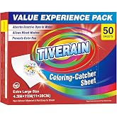 TIVERAIN Color Catchers Sheet for Laundry,Color Remover for Cloth,50Count | Laundry Color Catchers Sheets,Allow Clothes Mixed Washes and Prevents Color Run,Color Grabber Laundry Sheets,Fragrance Free
