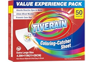TIVERAIN 50 pcs Coloring-Catcher Sheet for Laundry,Color Grabbers Laundry Sheet,Allow Mixed Washes and Prevents Color Runs,Fr