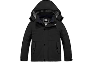 ZSHOW Boys' Waterproof Ski Jacket Hooded Fleece Lined Raincoat Warm Winter Coat