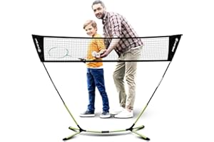 E-JET Badminton Net, Portable & Instant Setup (Tool Free Assembly) - Backyard Fun, Beach Park Picnic Outdoor Games