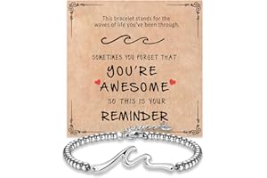 Wisedawn Wave Bracelet for Women, Unique Gift Ideas with Inspirational Card for Birthday Christmas Mother Day