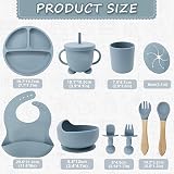 vacvad 11Pcs Baby Weaning Set Silicone Tableware Blue Suction Bib Cup view 4