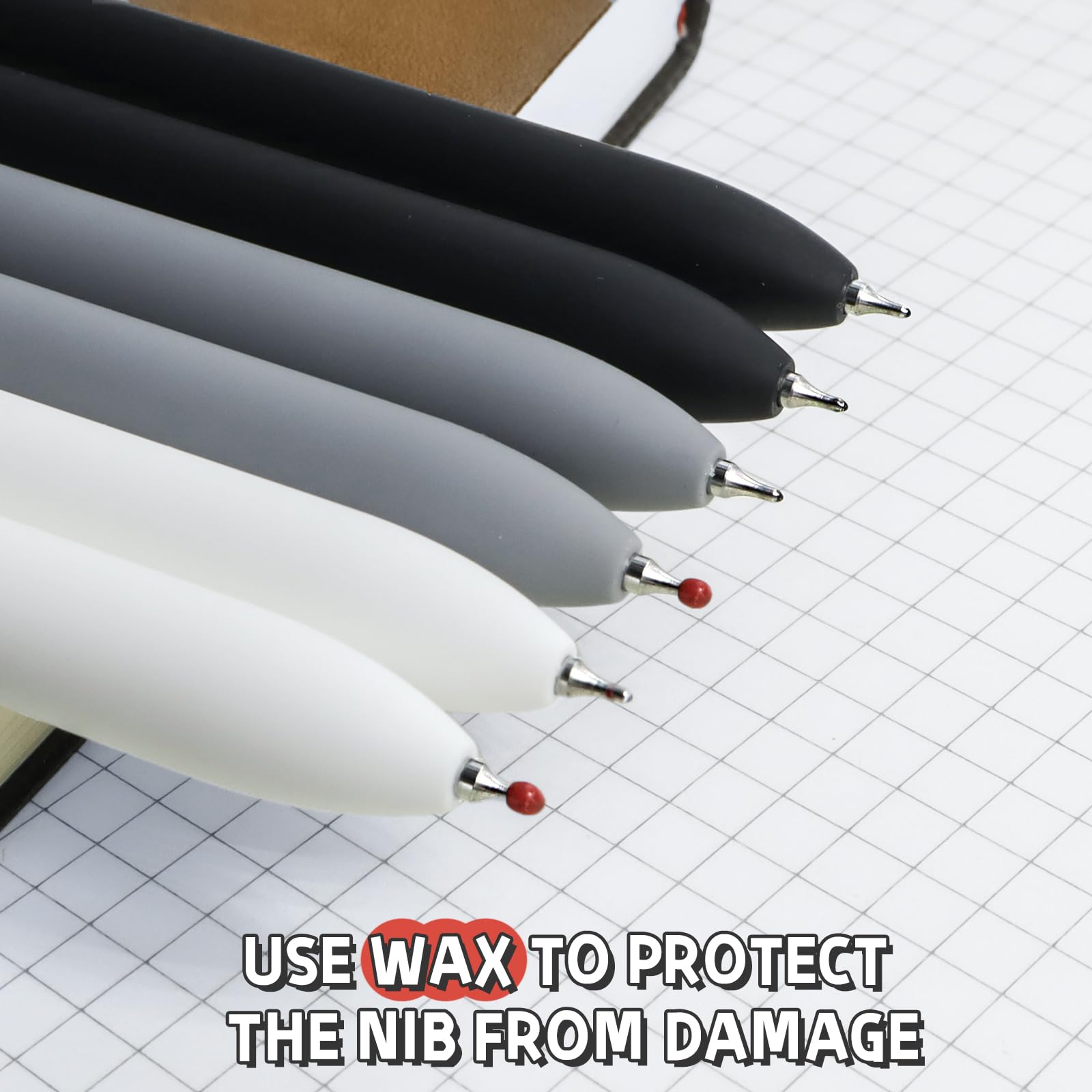 UIXJODO 6 Pcs Gel Pens 0.5mm Quick Dry Black Ink Pens Fine Point Smooth Writing Pen, Cute Office and School Supplies Gifts for Women Teacher Students (6 Pcs Black White Grey Silver)