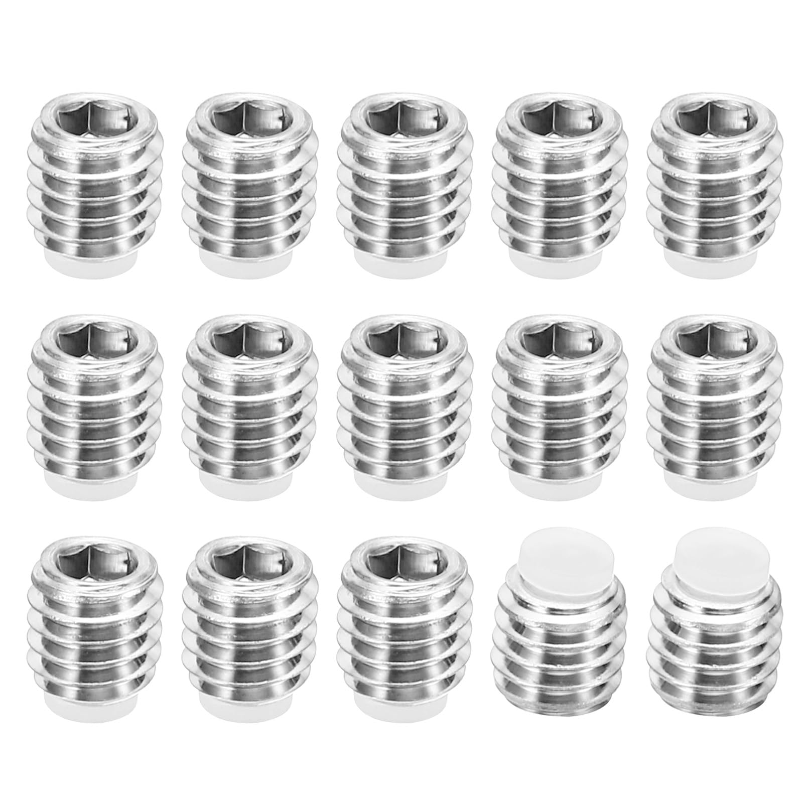 PATIKIL M6x6mm Nylon Tip Grub Screw, 15 Pack Metric Hex Socket Head Cup Point Anti Slip Set Screws Internal Hex Drive Hardware, 304 Stainless Steel