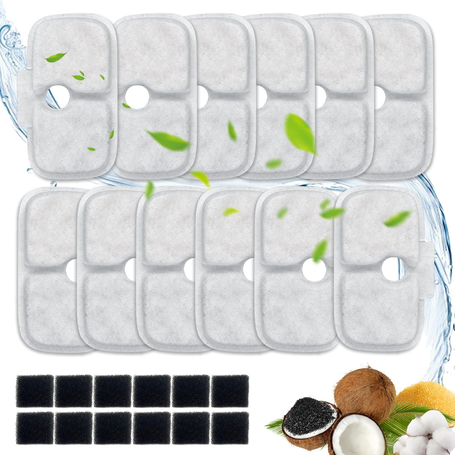 Photo 1 of 24 Packs for Petlibro Cat Water Fountain Filters Replacement, Compatible with PETLIBRO®Dockstream Cat Water Fountain PLWF005 PLWF115 PLWF105 (12 Replacement Water Filters + 12Pre-Filter Sponges)