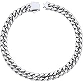 ChainsHouse Stainless Steel Cuban Link Bracelet for Men, 5mm/7mm/9mm/12mm Width, 7.5"/8.3"/9" Length, Black/18K Gold Plated Chain Wrist Bracelets for Men, with Gift Box