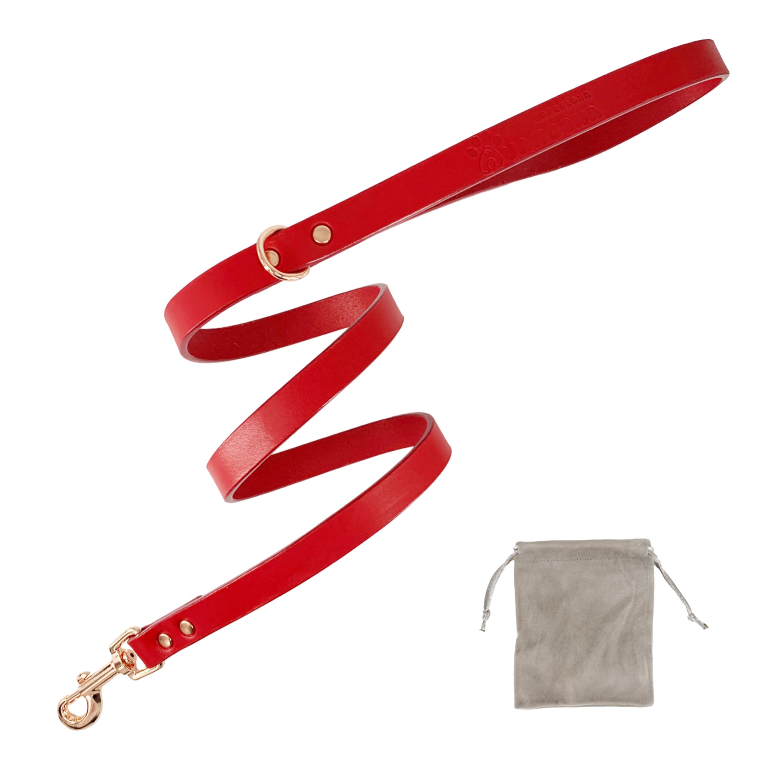 Handcrafted full-grain leather dog leash, handmade in Spain, for small, medium, and large dogs.