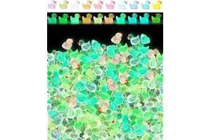 MOCUBA 200 Pcs Mini Ducks Glow in The Dark - Luminous Tiny Resin Duckies Miniature Figures Garden Landscape Aquarium DIY Dollhouse Ornament Potted Plants Decor for Slime Party Toys Crafts Kit