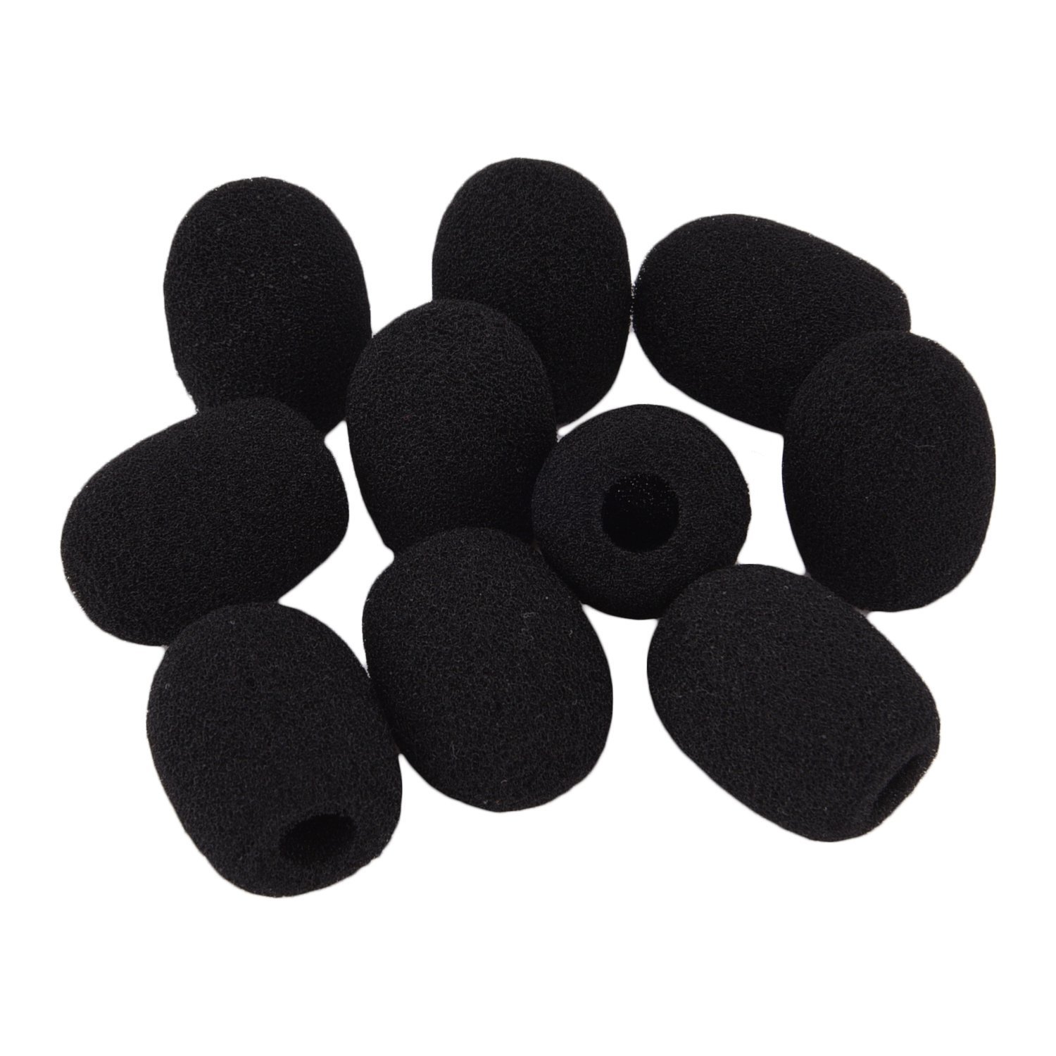 10 Pack Mini Small Size Lapel Headset Microphone Windscreen Foam Cover, Black