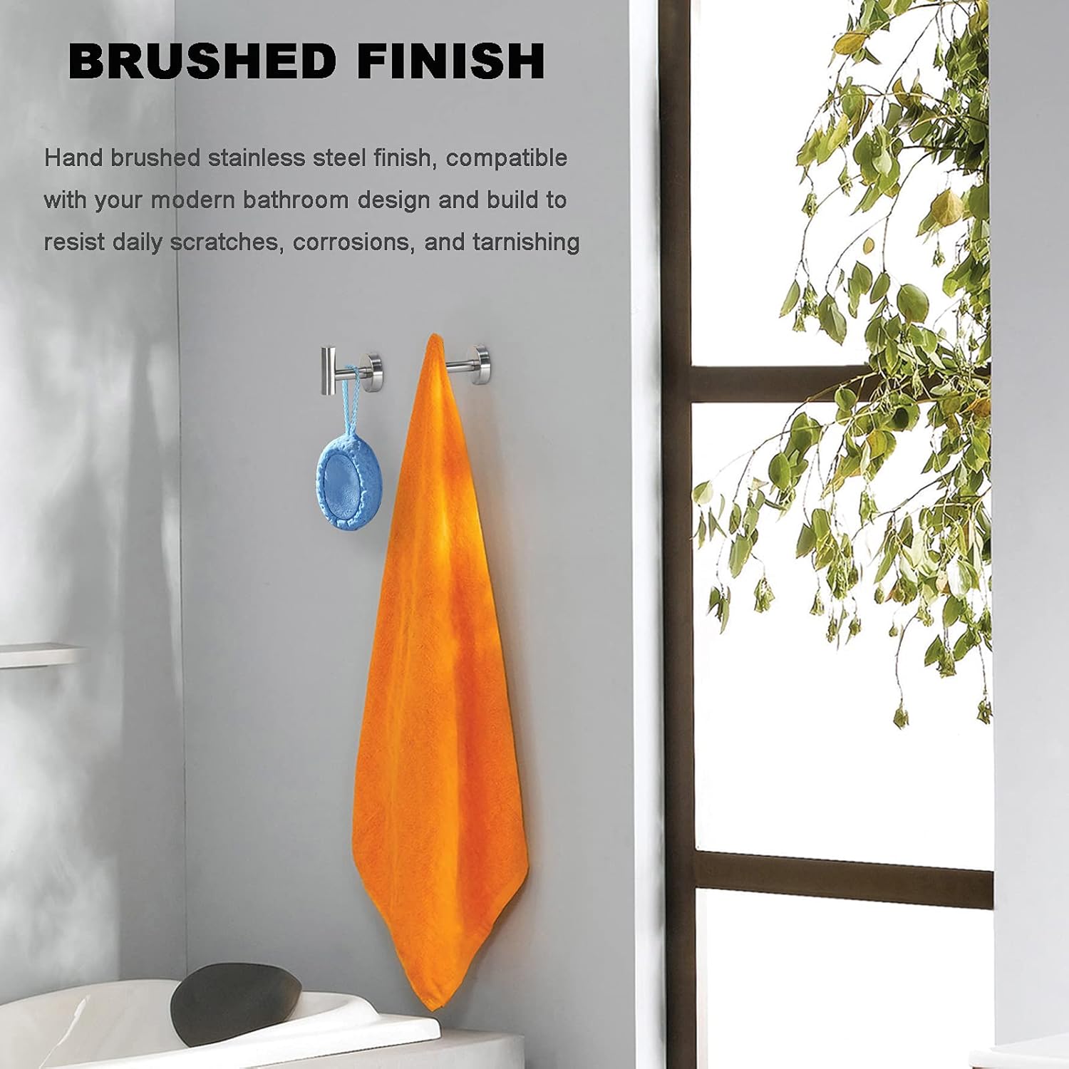 2 Pack Towel Hooks Brushed Nickel SUS 304 Stainless Steel Coat Robe Clothes Hook Modern Wall Hook Holder for Bathroom Kitchen Garage Hotel Pool Wall Mounted - - 