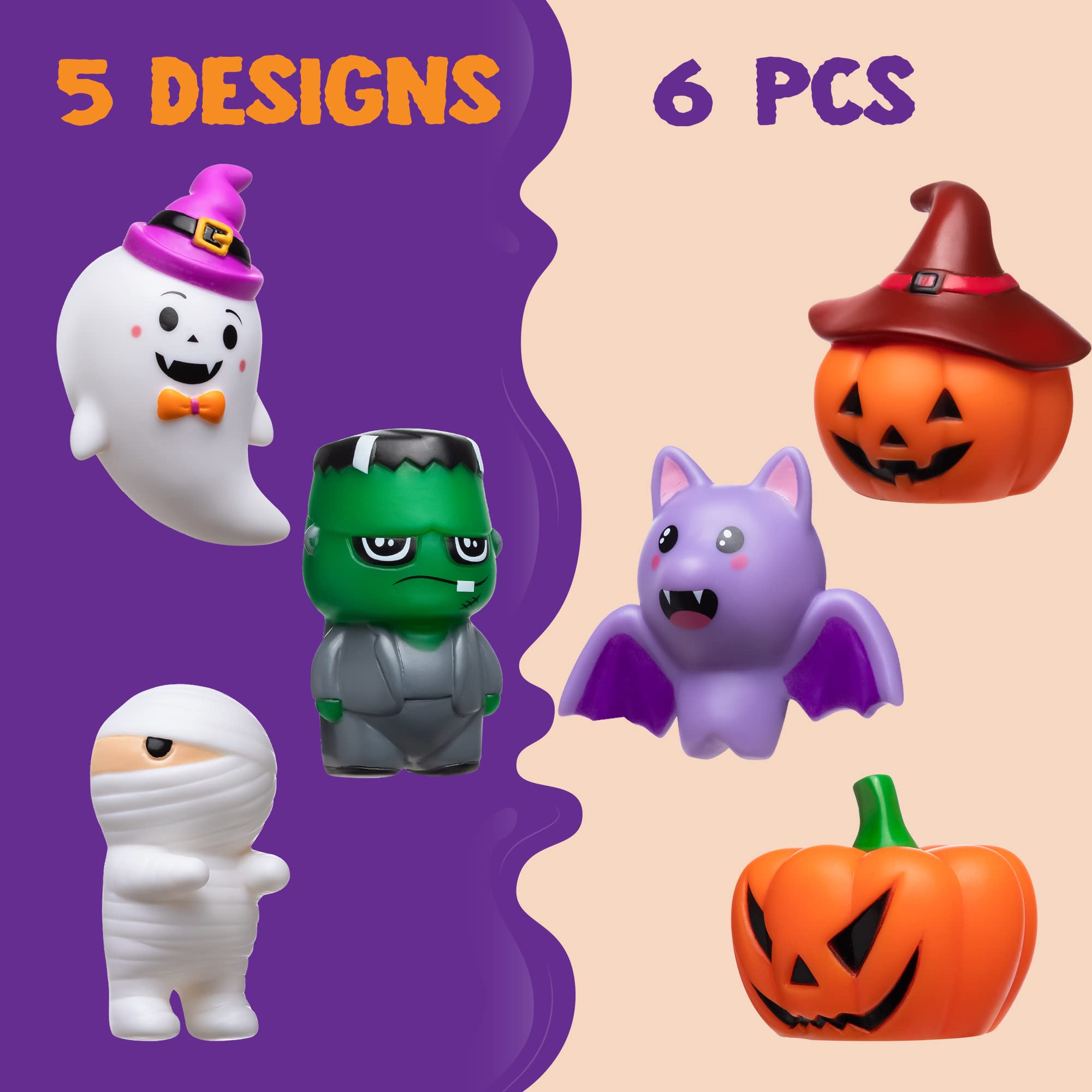JOYIN 6 Pcs Halloween Light-Up Bath Toys ,Halloween Theme Toys Flashing LED Light Floating Bathtub Toys for Baby,Toddler Water Tub Games Swimming Pool Party