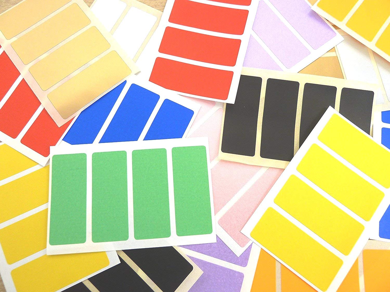50x20mm (2" x 0.8") Rectangular Mixed Coloured Colour Sticky Labels, Colour Code Stickers - 10 Colours (160)