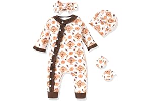 Aalizzwell Baby Girls Romper Outfit Fall Winter Clothes with Accessories