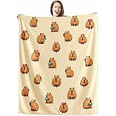 Capybara Gifts for Girls Boys Kids - Soft Fleece Throw Capybara Blanket 50"x60", Cozy Decorative Blankets for Bed, Couch, Sofa, Camping - Khaki