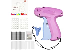 NEVFAL Mini Stitch Gun Speedy Fixer with 6 Needles for Clothing and Quilt Holder, 3500 Pcs(1500 White 5mm & 1500 Black 5mm & 200 10mm & 20/30/40/mm Each 100) Fasteners, Tagging Gun for Clothes, Pink