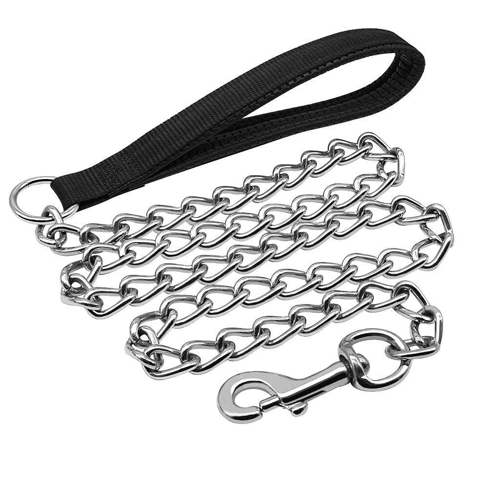 Petiry Anti Chew Metal Dog Chain, 3.0mm Width 120cm Length Heavy Duty Training Lead for Small Medium Dogs, Black