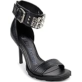 KARL LAGERFELD PARIS womens Open-toe Malinda Lug-sole Heeled Sandal